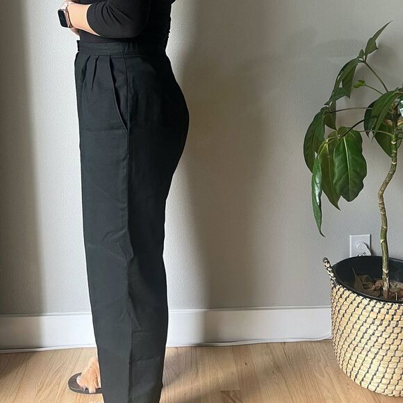 vtg 90s pendleton black pleated trousers straight leg pockets Large 29" waist - Picture 3 of 8